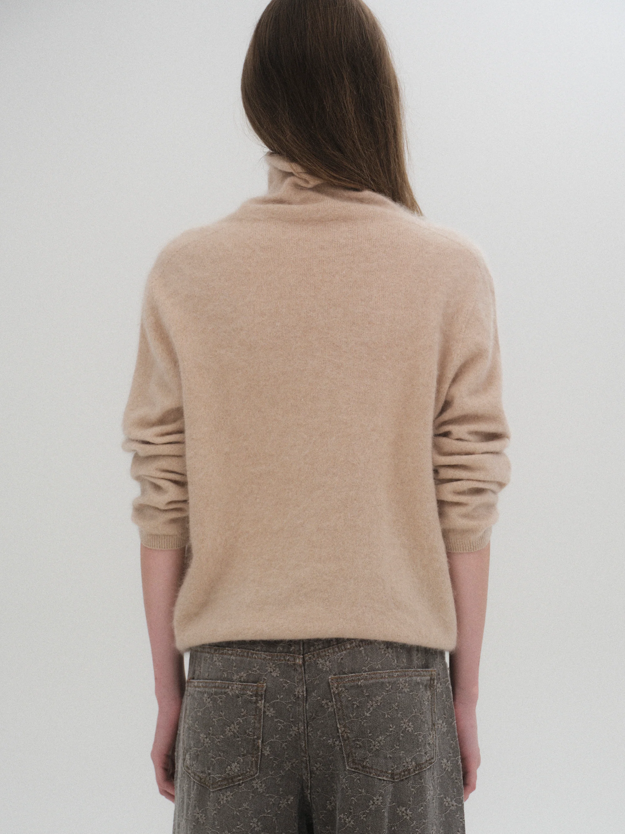 Wool-Cashmere Turtleneck Knit, Camel - Image 4
