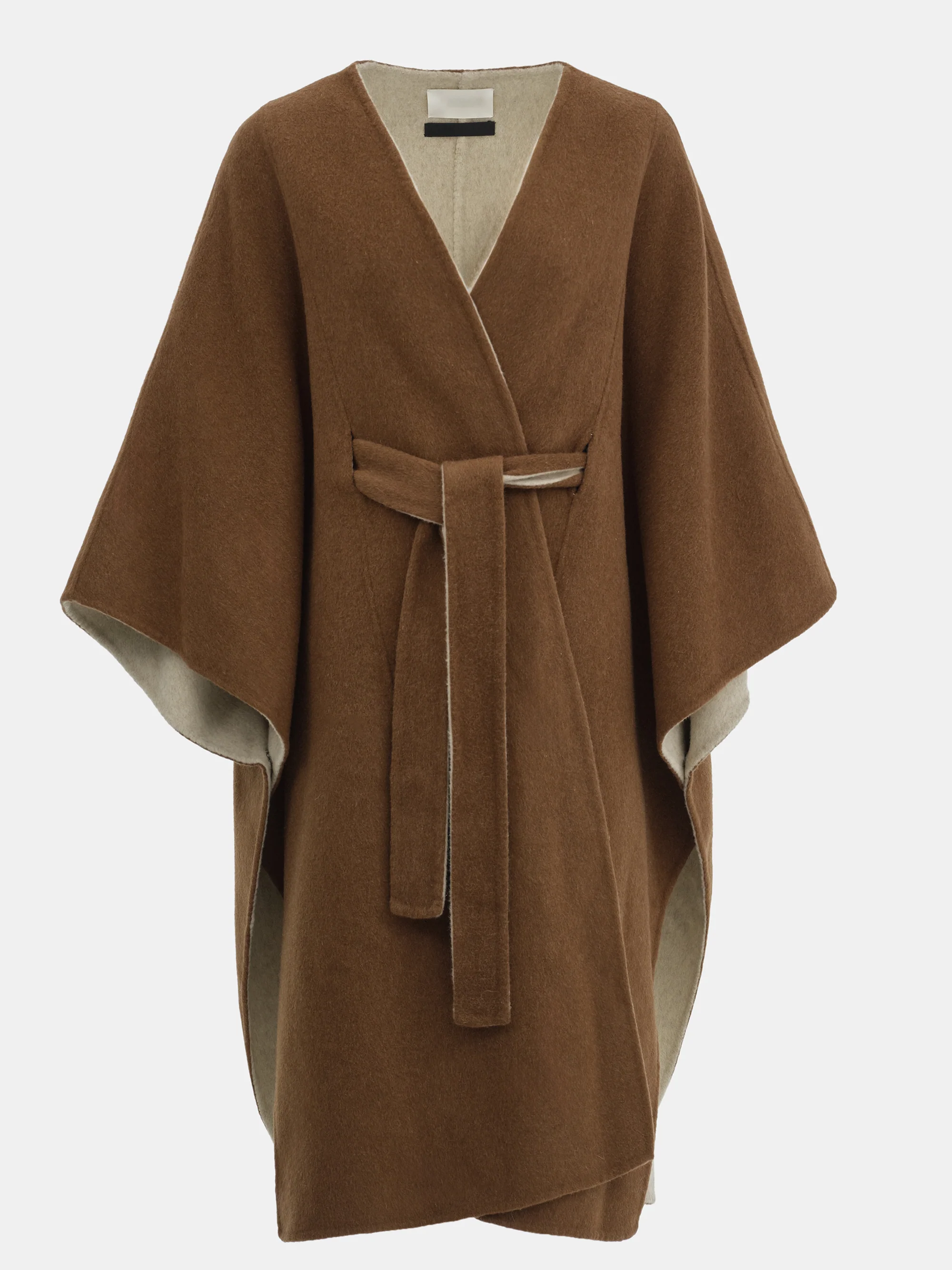 Wool Felt Cape Coat, Brown - Image 7