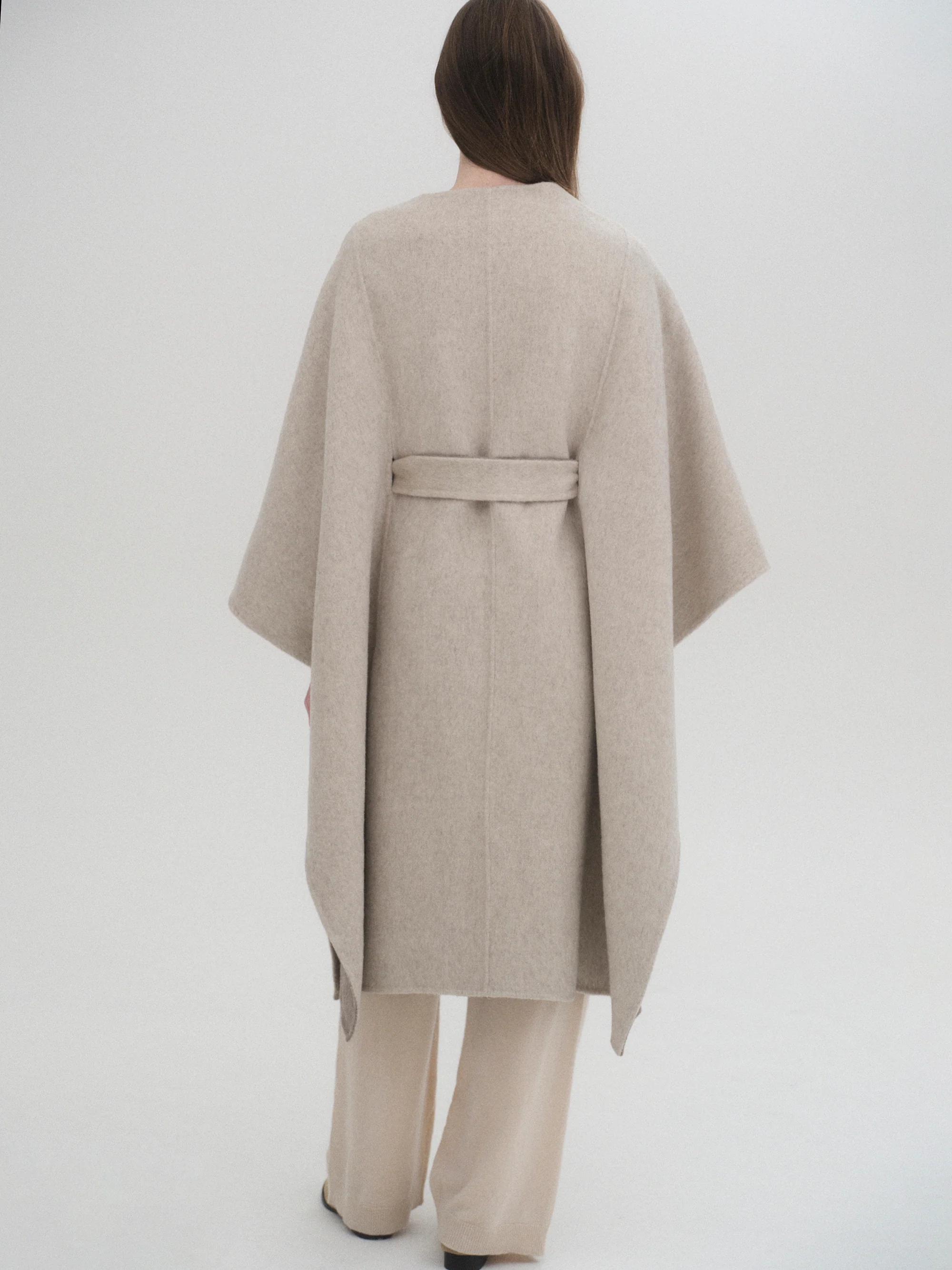Wool Felt Cape Coat, Oat - Image 2