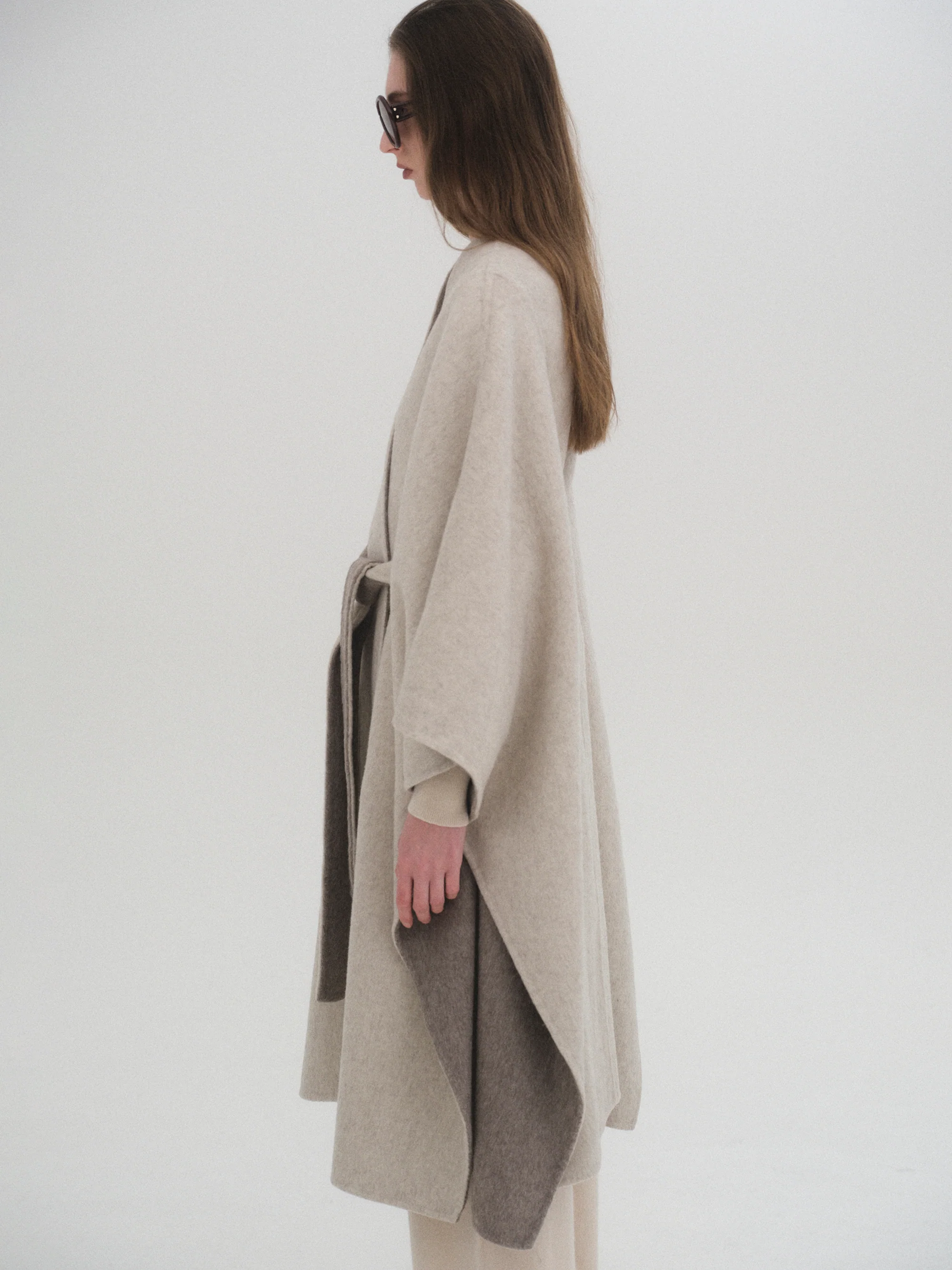 Wool Felt Cape Coat, Oat - Image 4