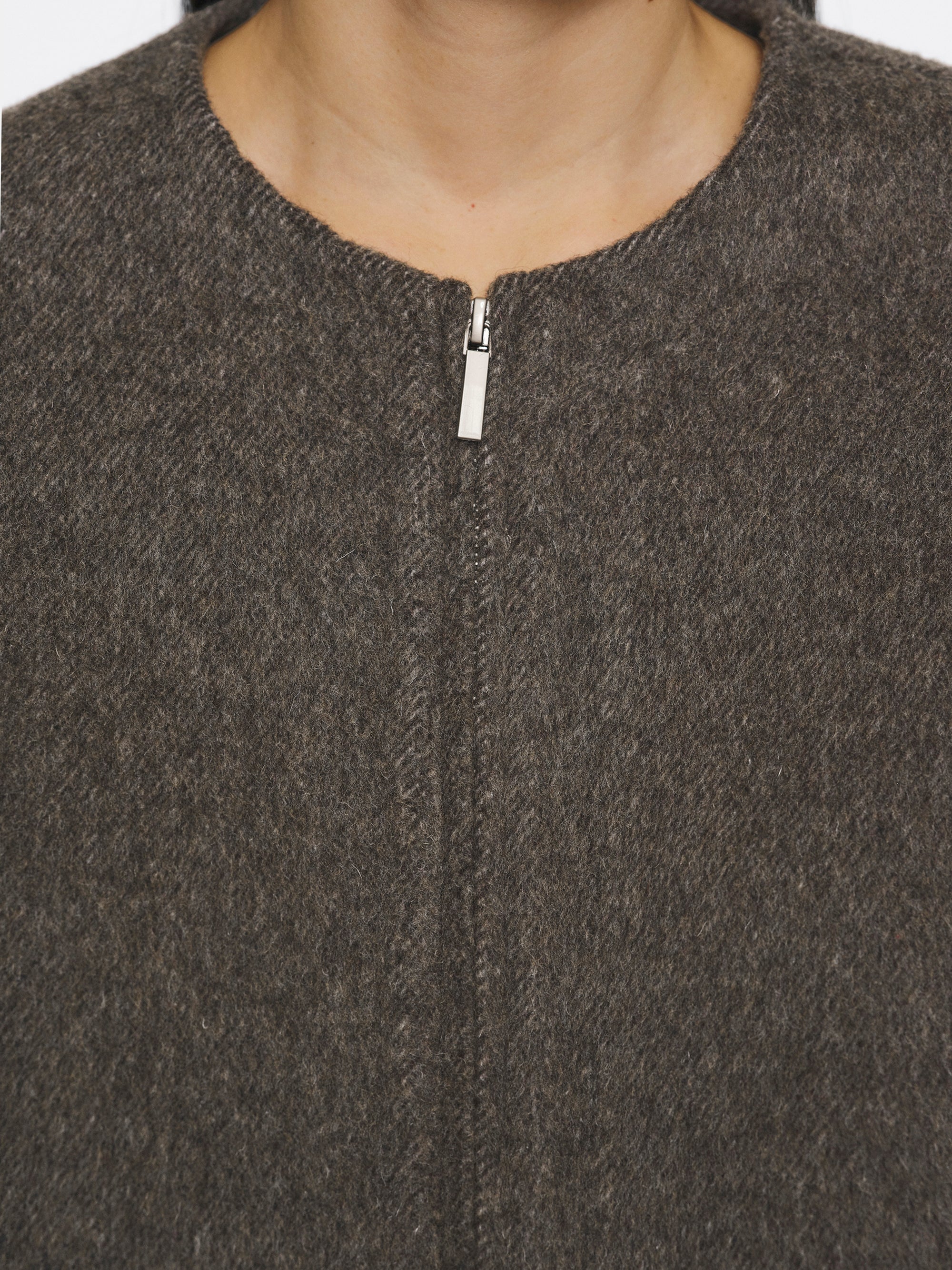 Wool Felted Zip Jacket, Brown - Image 3