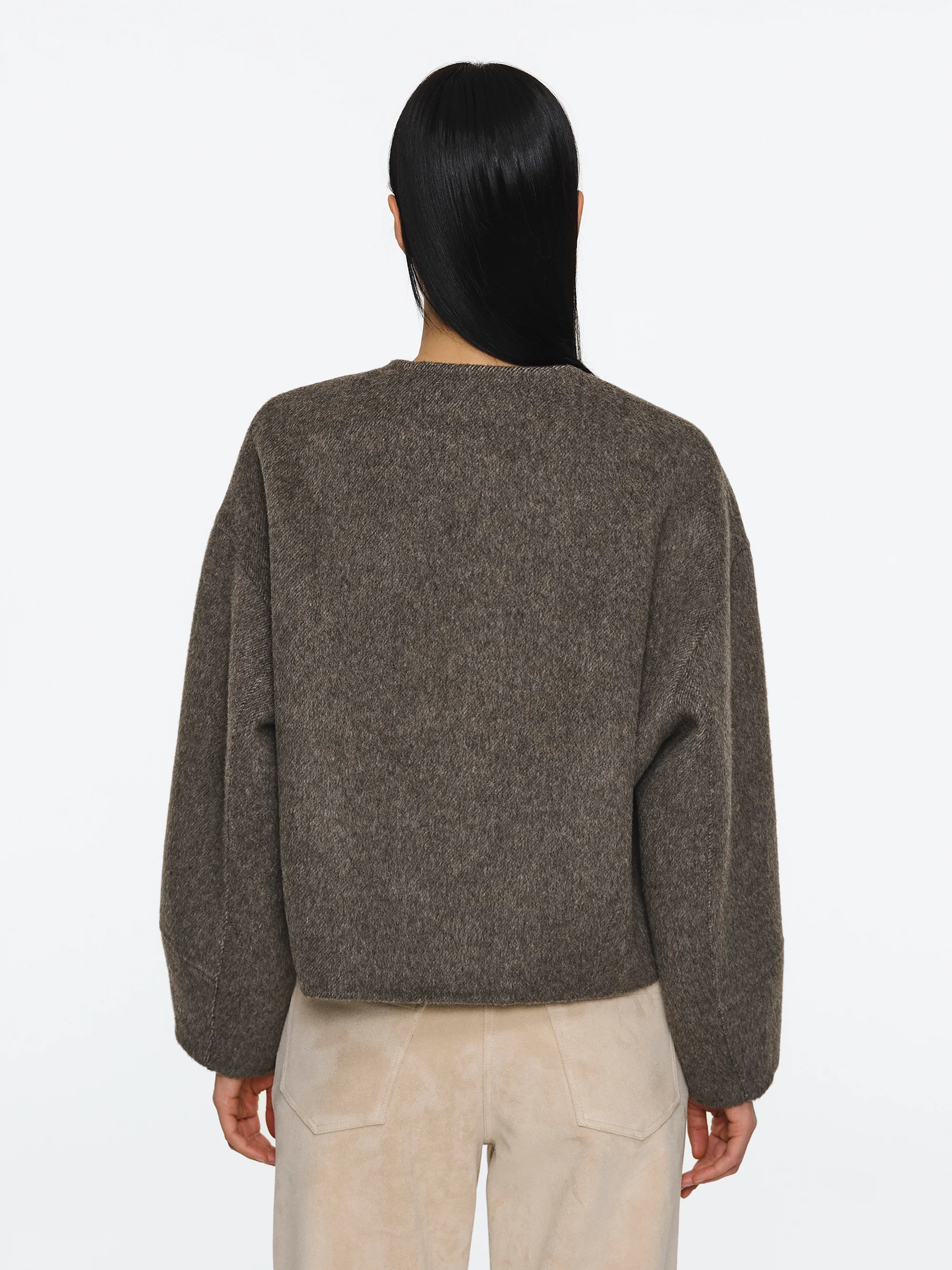 Wool Felted Zip Jacket, Brown - Image 4