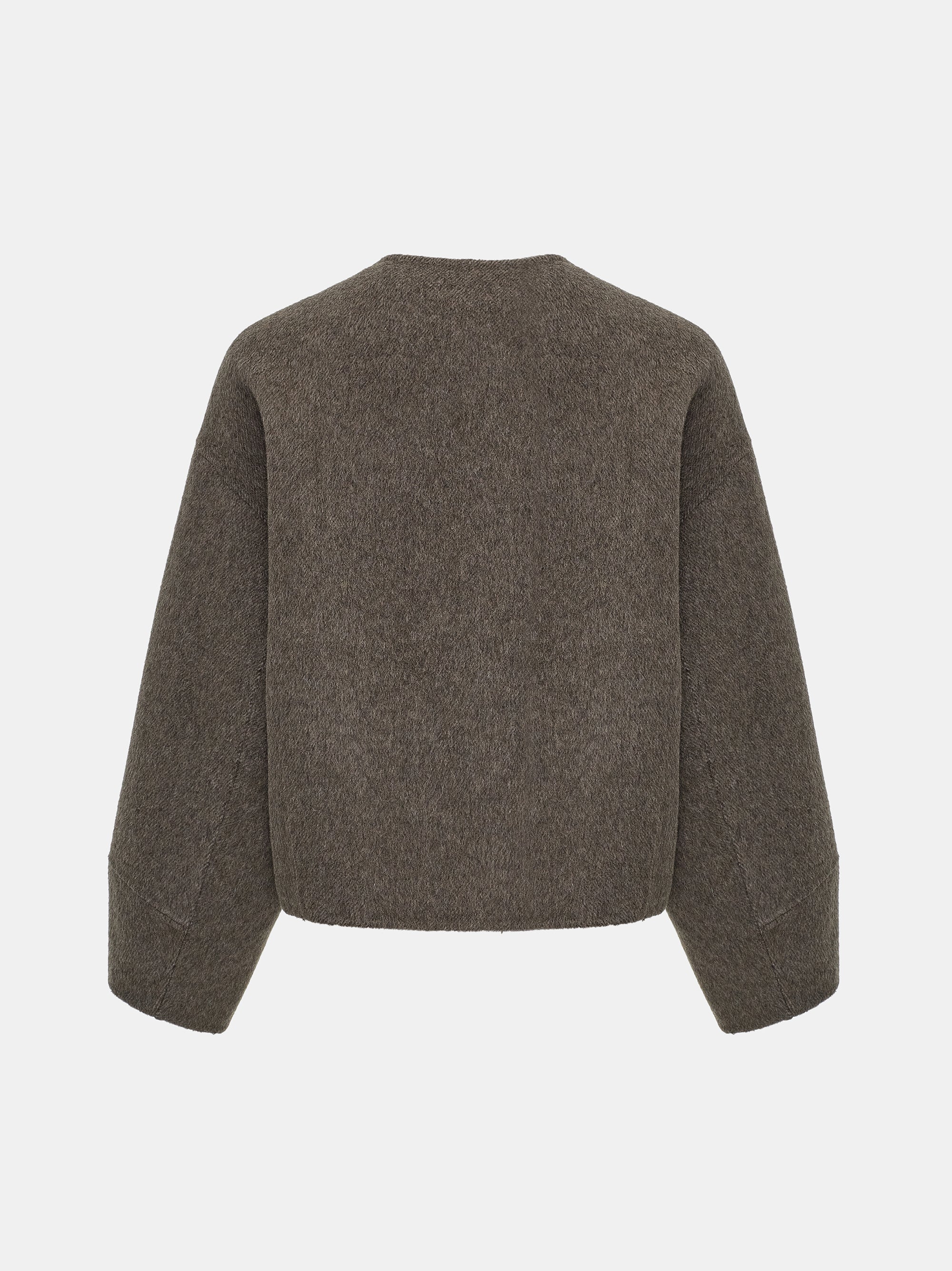 Wool Felted Zip Jacket, Brown - Image 6
