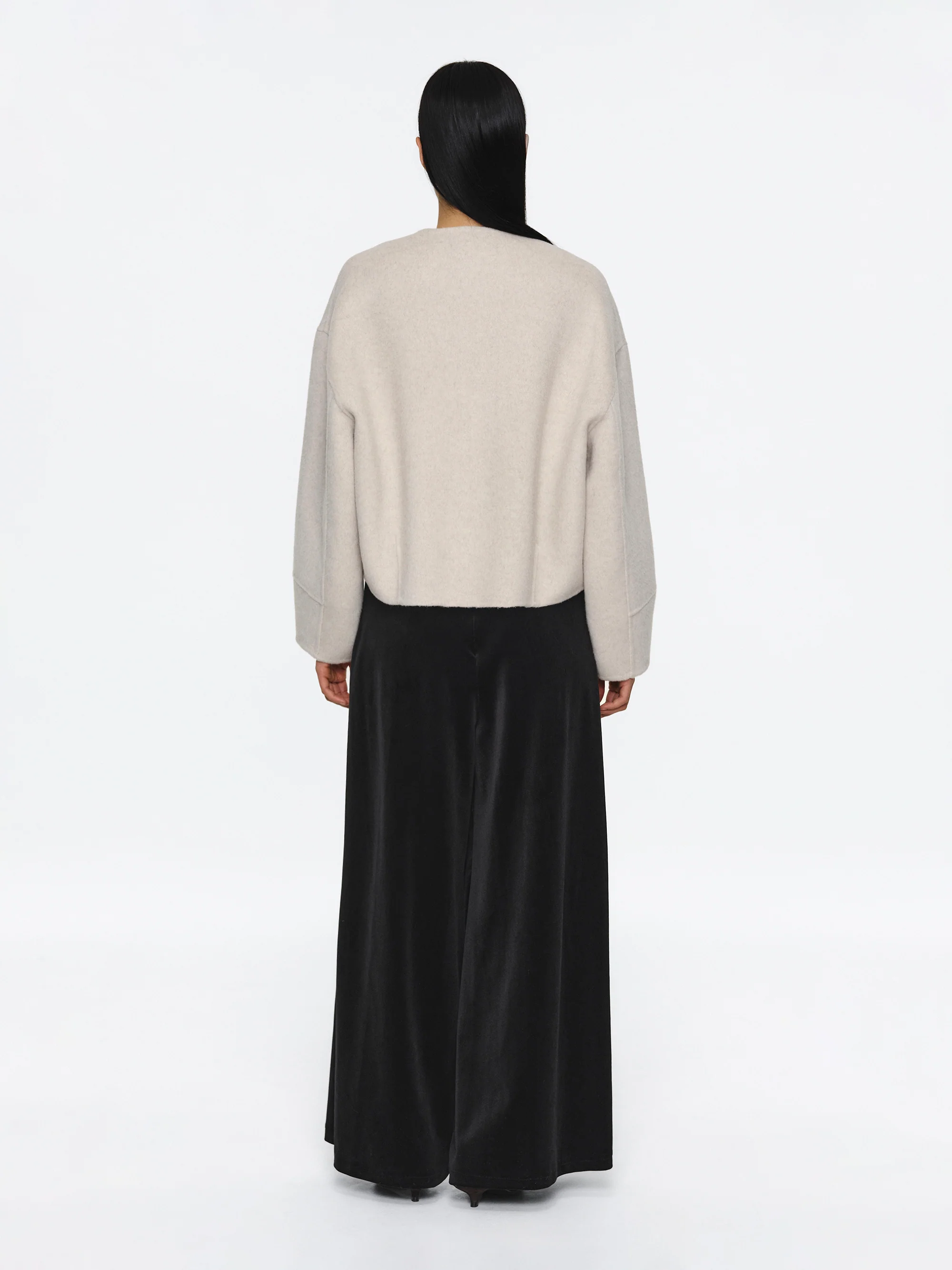 Wool Felted Zip Jacket, Ivory - Image 4
