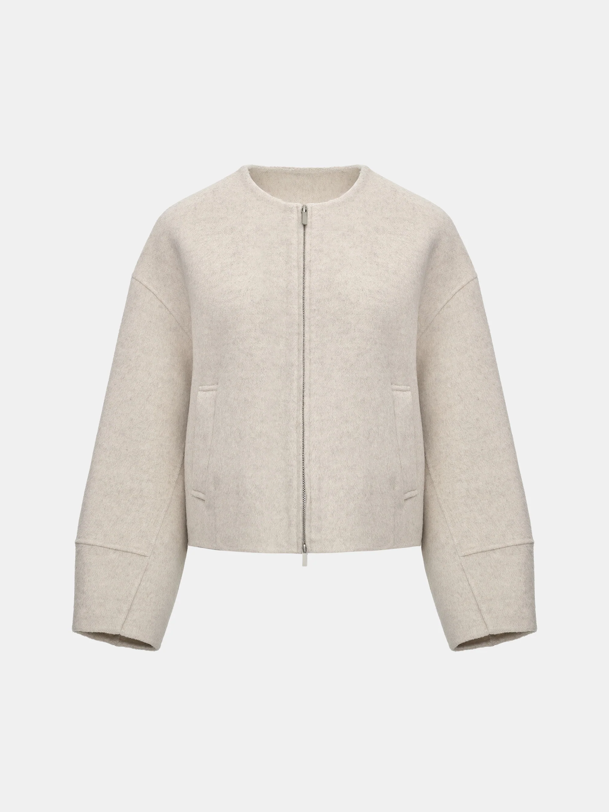 Wool Felted Zip Jacket, Ivory - Image 5