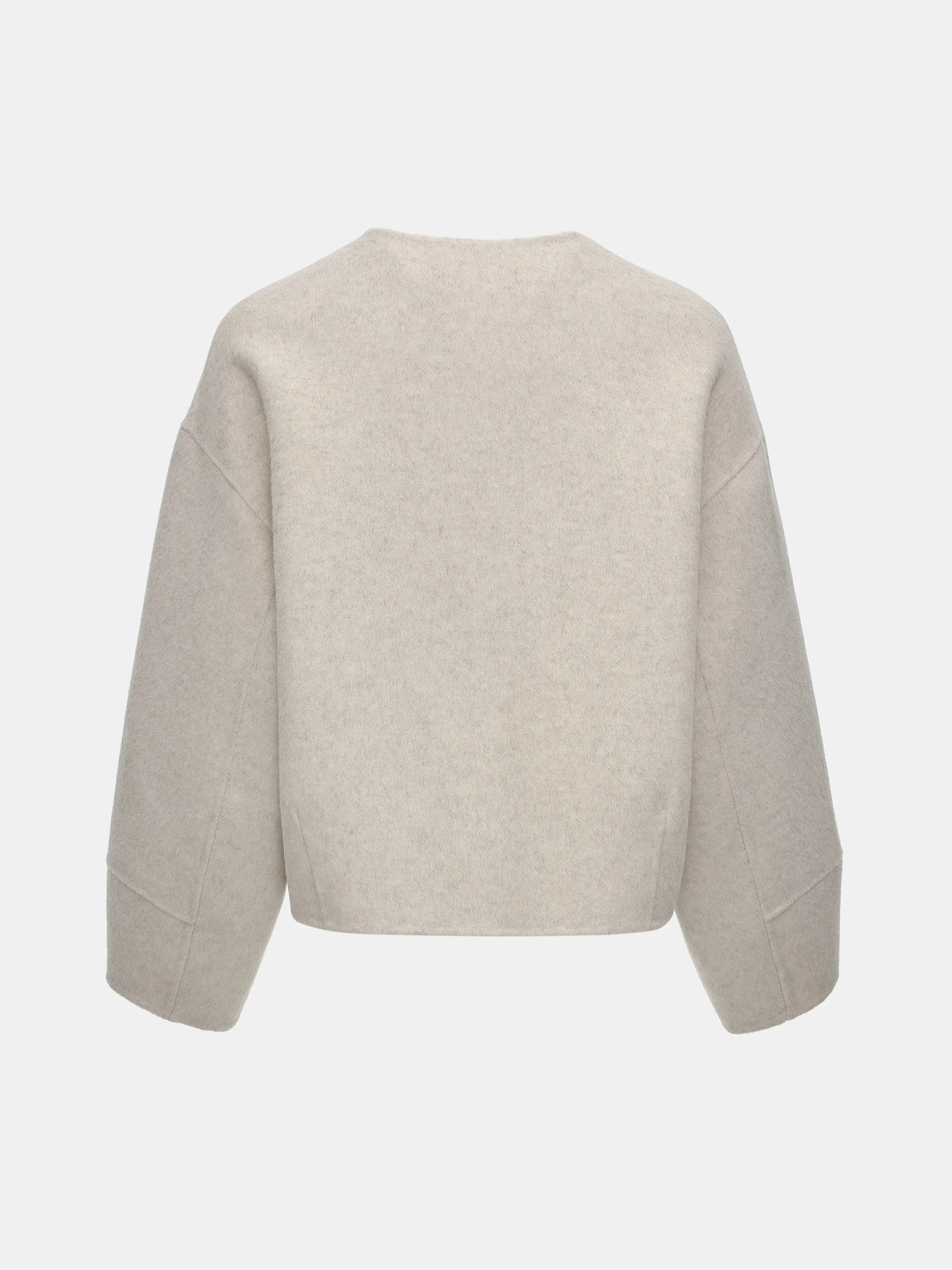Wool Felted Zip Jacket, Ivory - Image 6