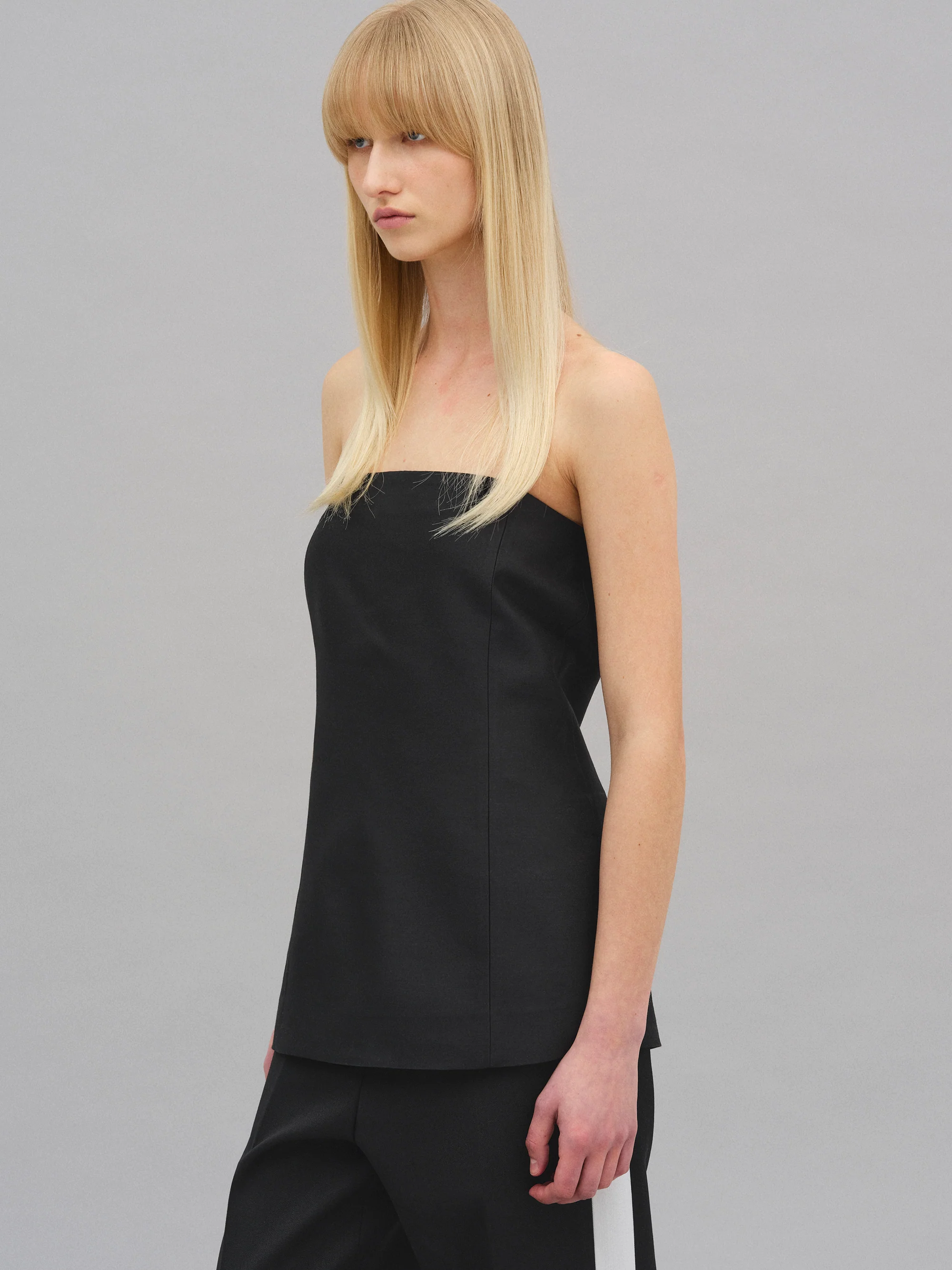 Wool-Silk Bustier, Black - Image 2