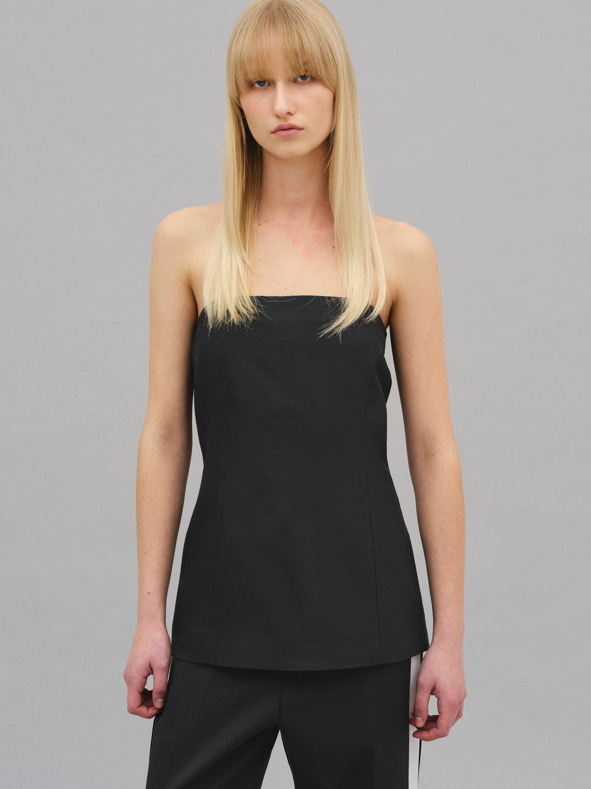 Wool-Silk Bustier, Black - Image 3