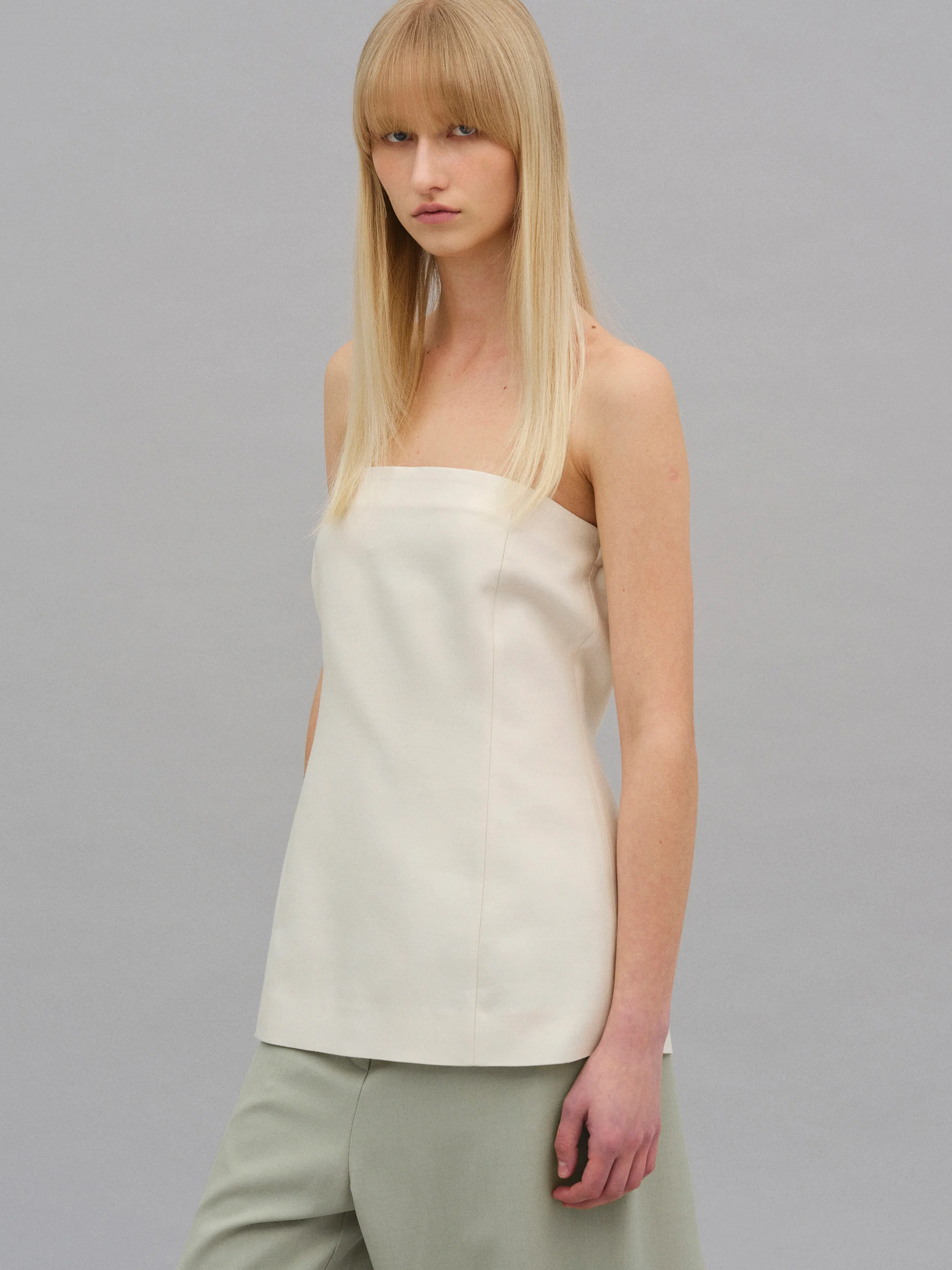 Wool-Silk Bustier, Ivory - Image 2