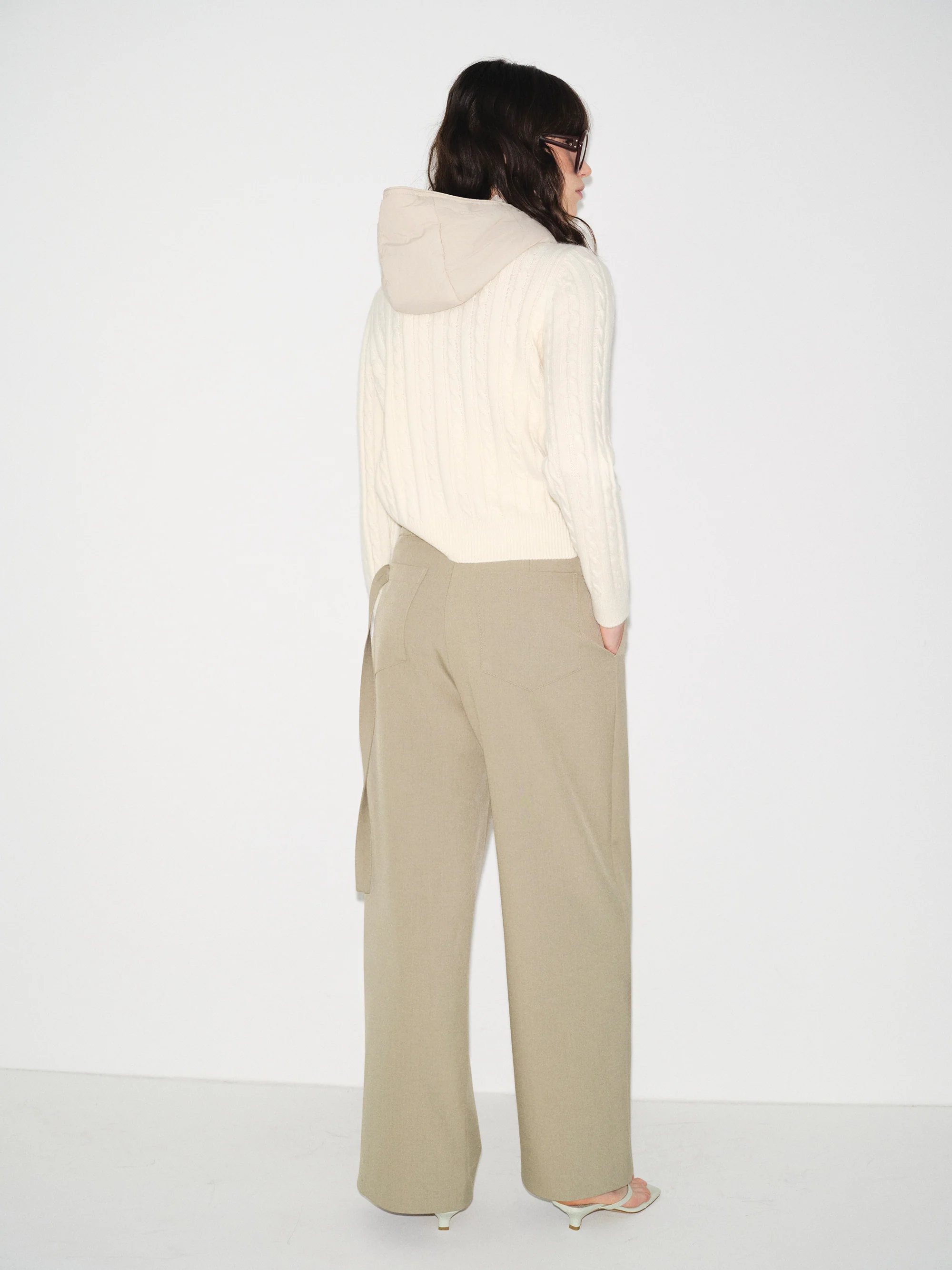 Wrap Buttoned Trousers, Khaki - Image 5