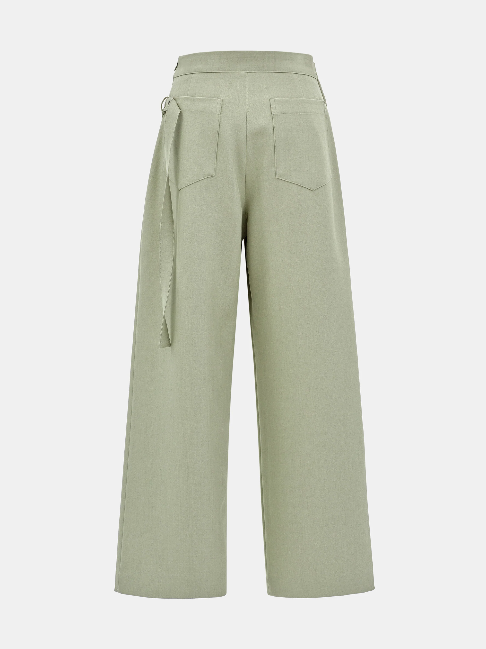 Wrap Buttoned Trousers, Khaki - Image 7