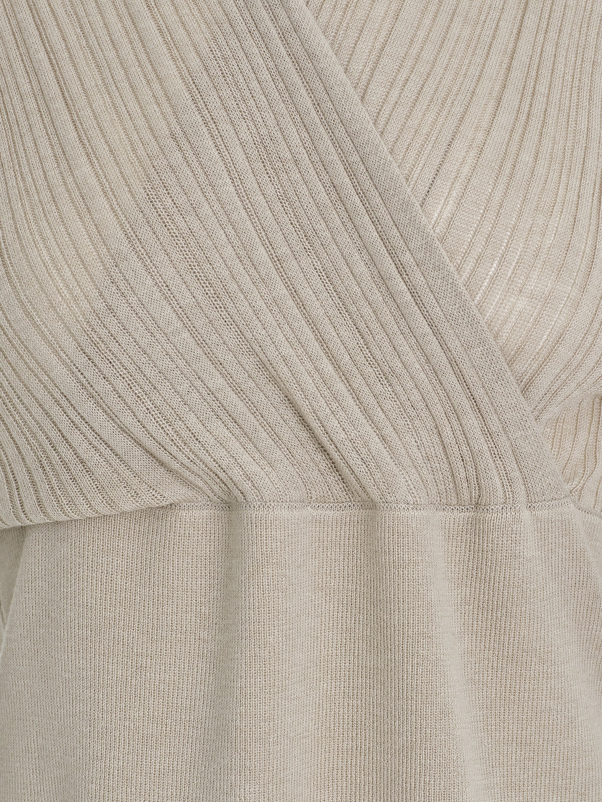 Wrap Cut-Out Knit Top, Beige - Image 2