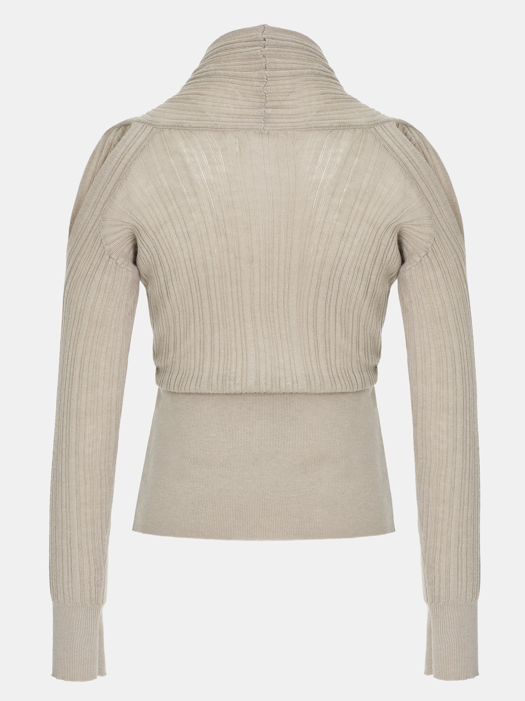Wrap Cut-Out Knit Top, Beige - Image 3
