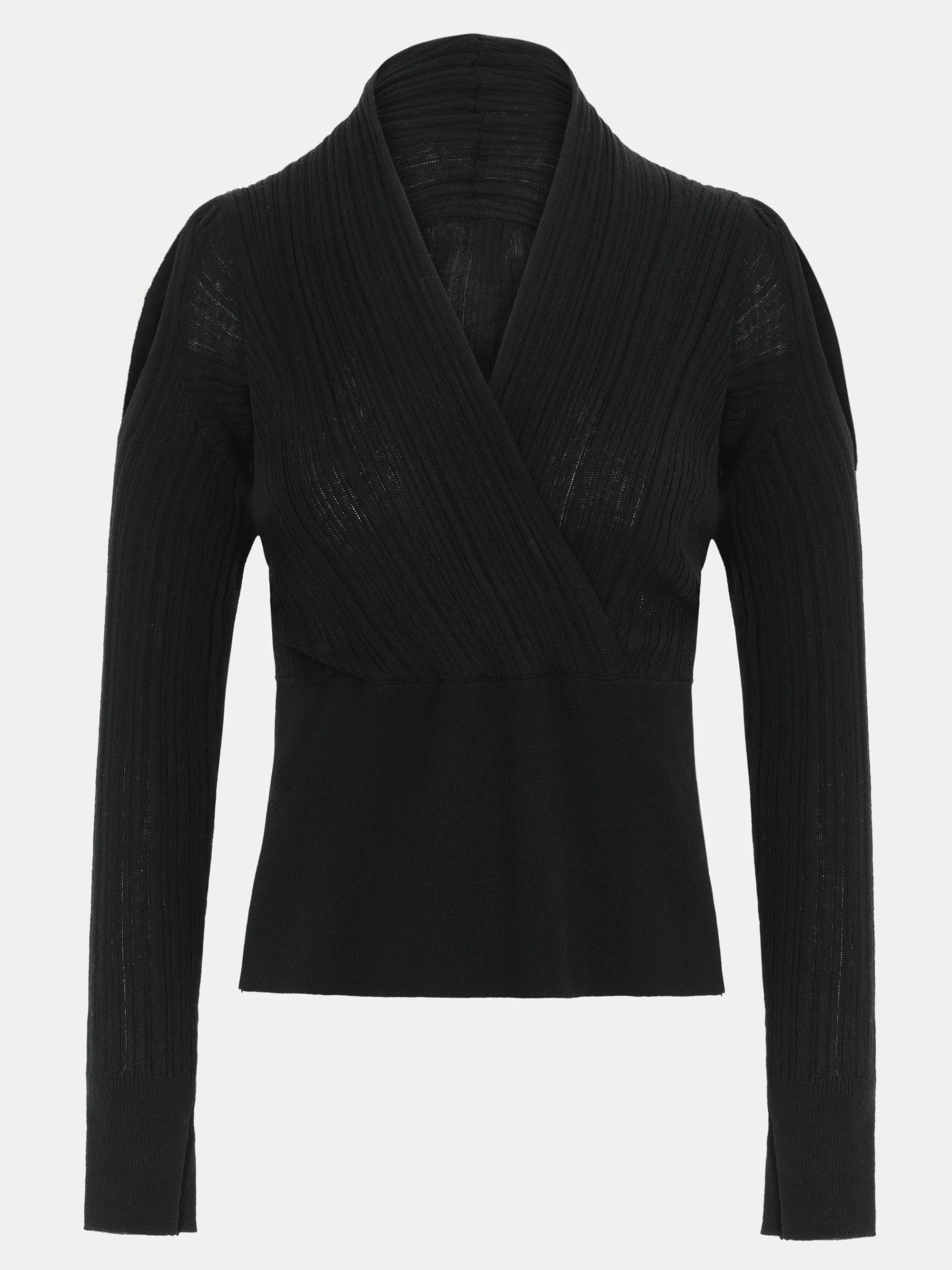 Wrap Cut-Out Knit Top, Black
