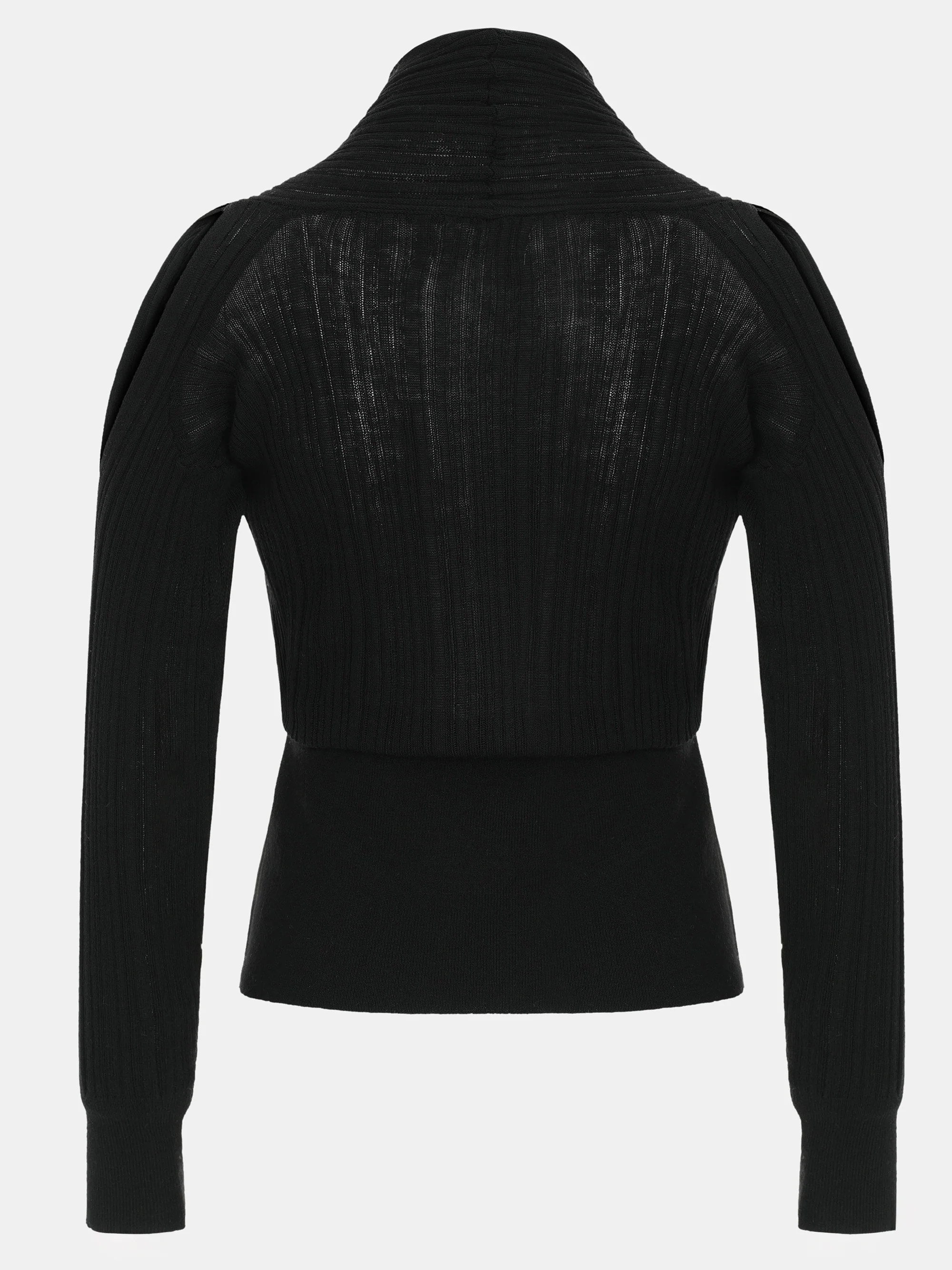Wrap Cut-Out Knit Top, Black - Image 3