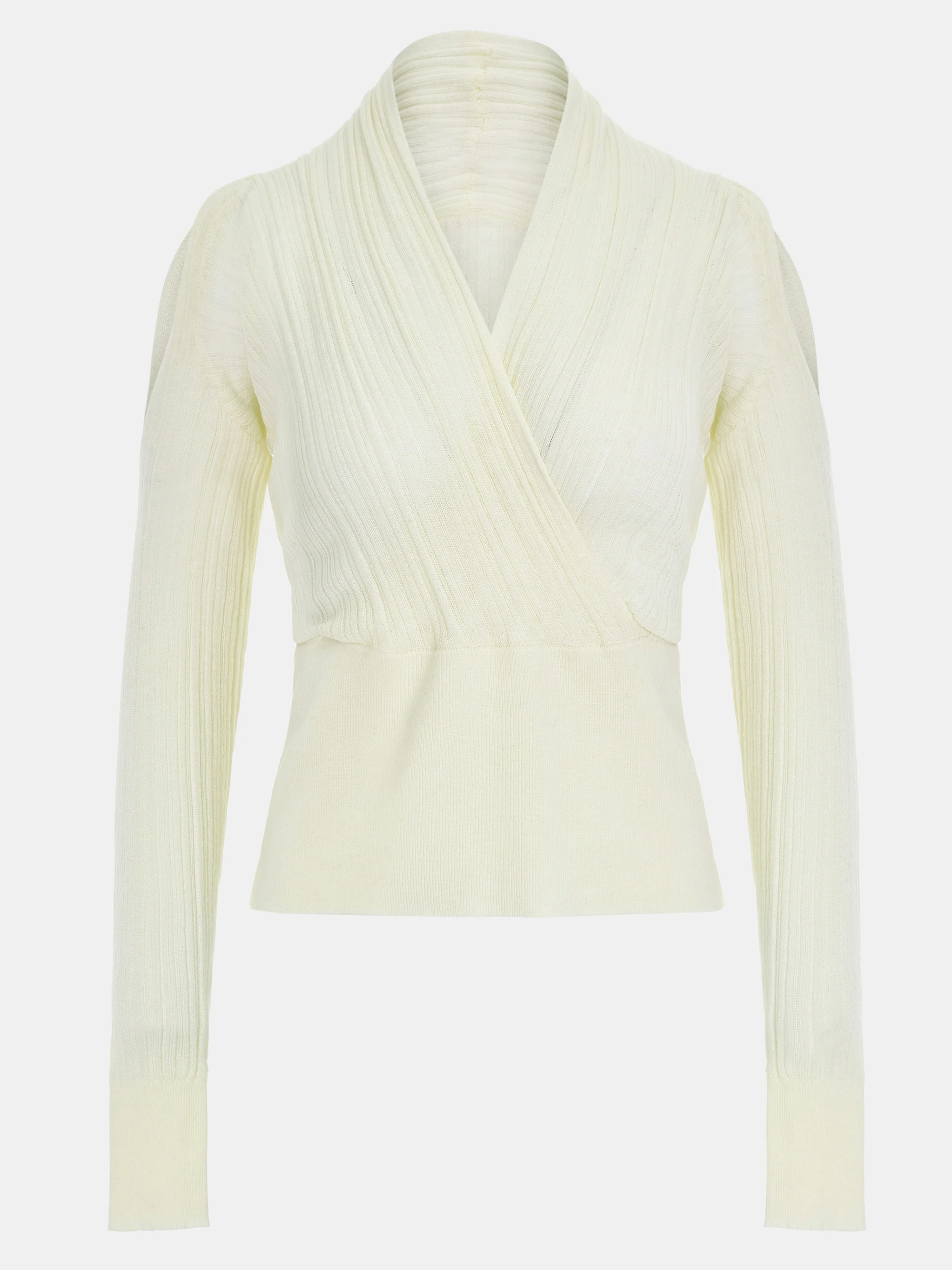 Wrap Cut-Out Knit Top, Ivory