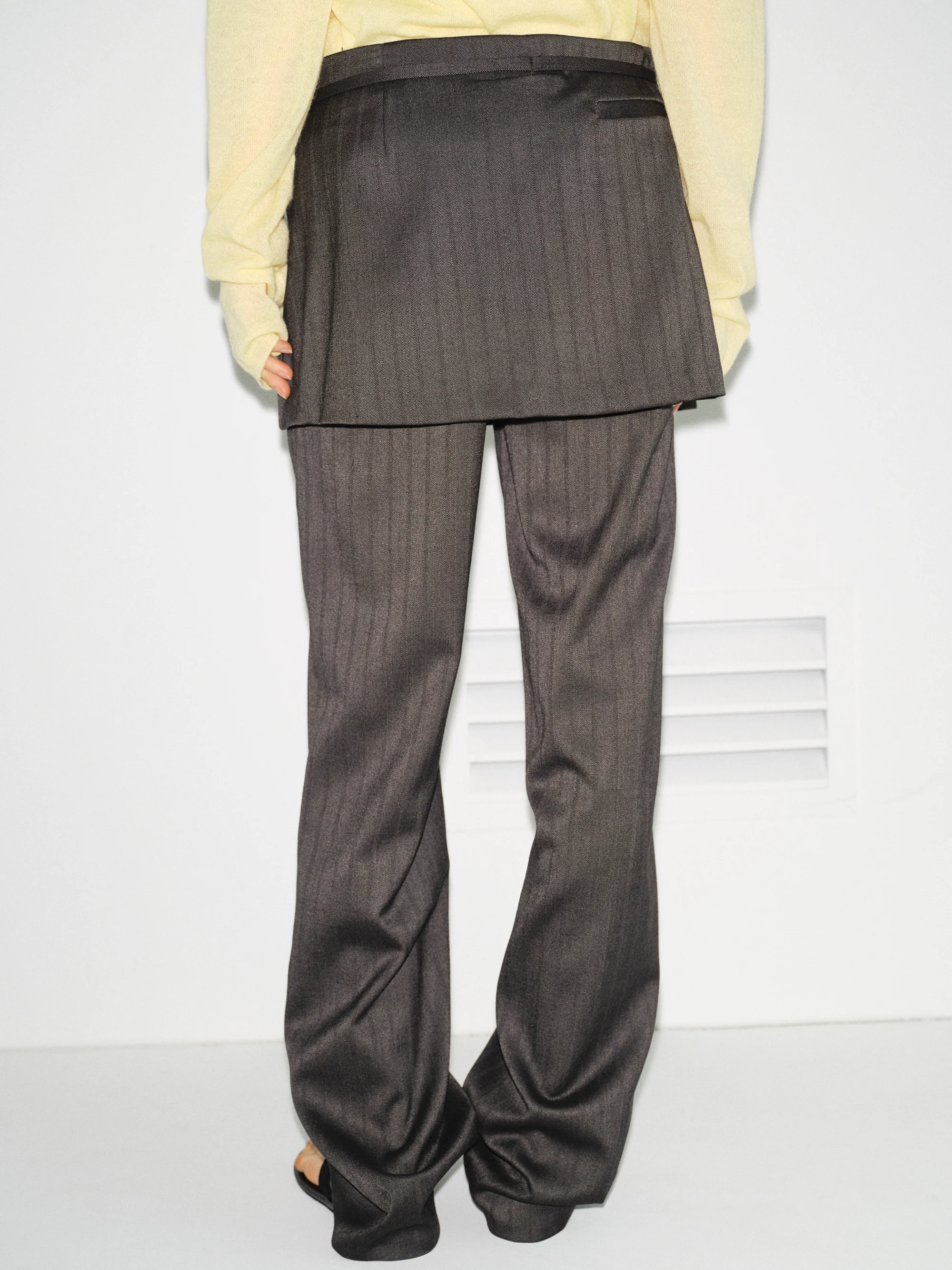Wrap Panel Tailored Trousers, Charcoal - Image 4