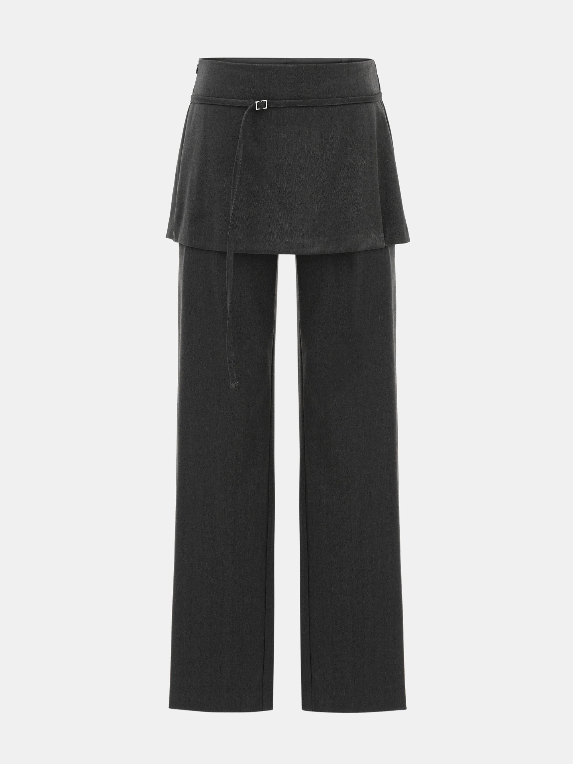 Wrap Panel Tailored Trousers, Charcoal - Image 6