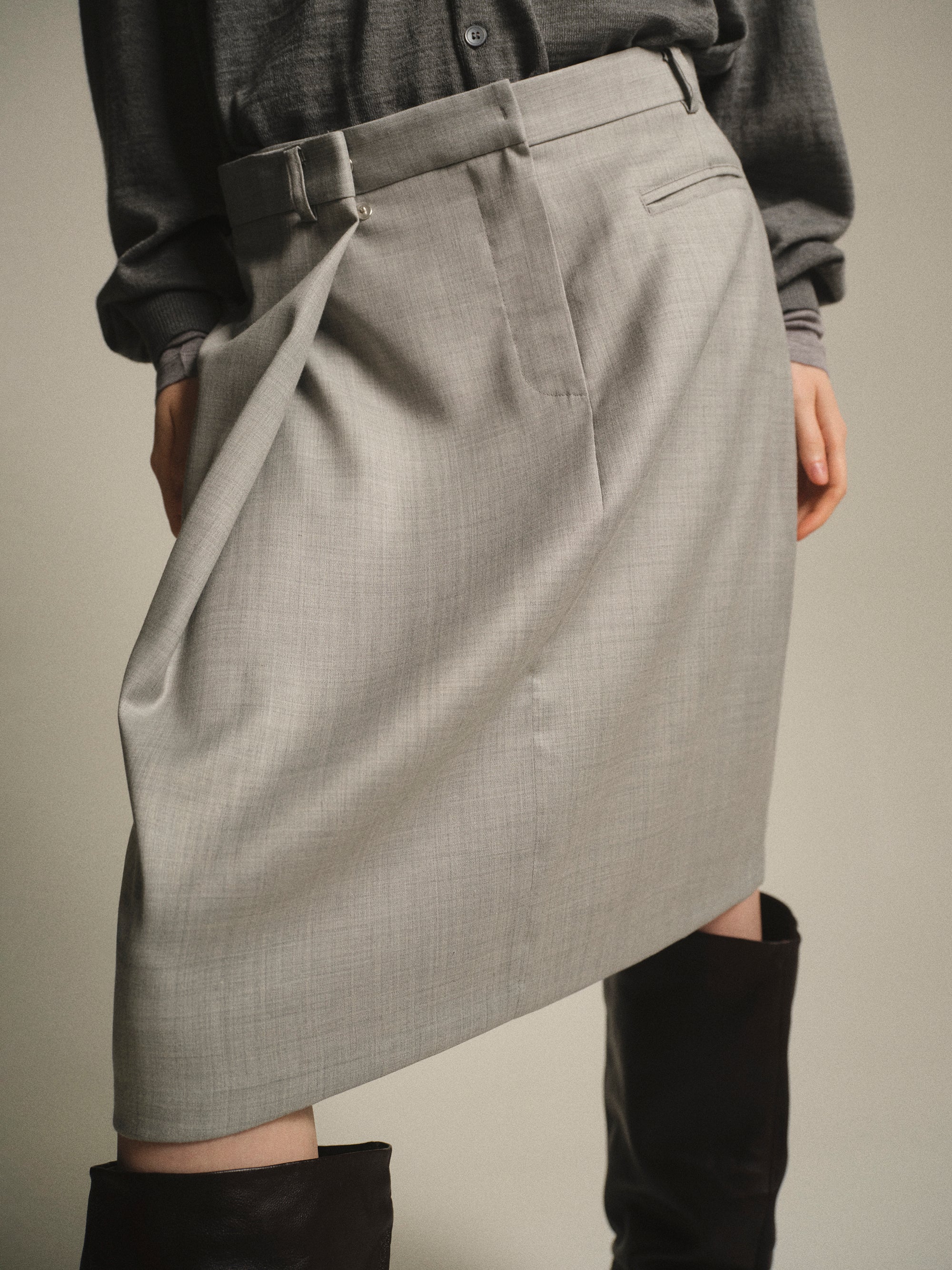 Wrap Pencil Skirt, Grey - Image 2