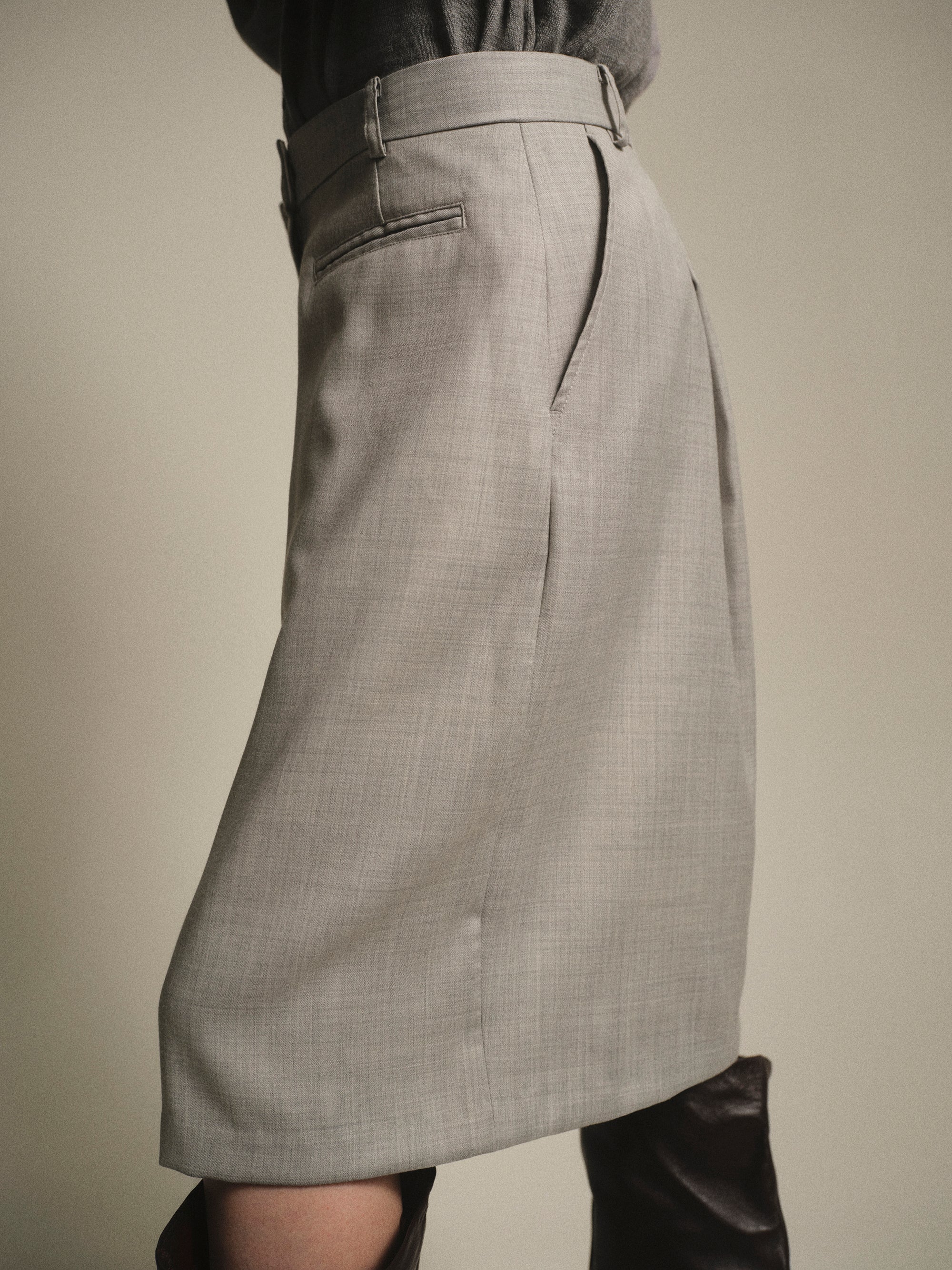 Wrap Pencil Skirt, Grey - Image 3