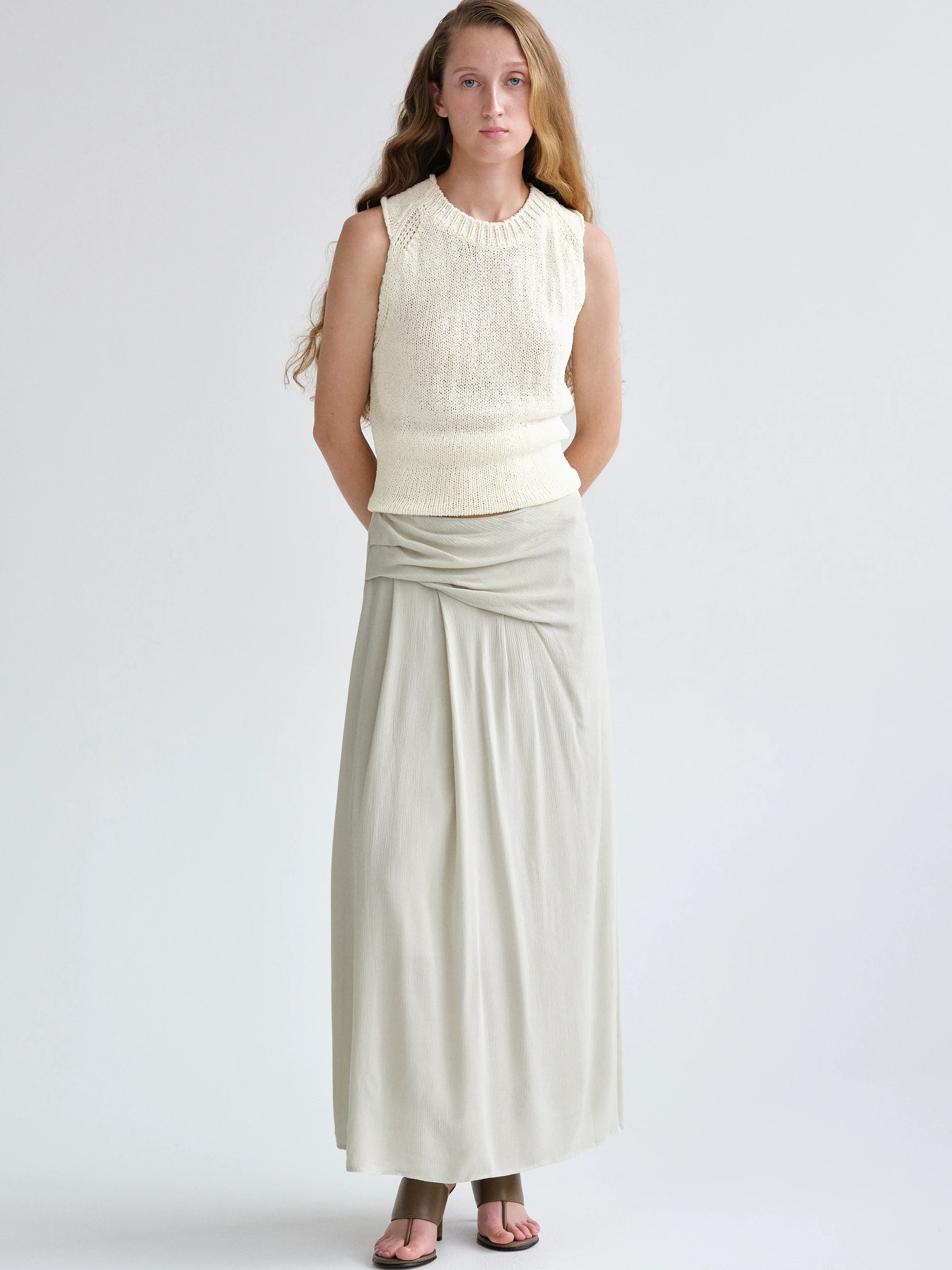 Zeren Back Knot Knit Top, Ivory - Image 3