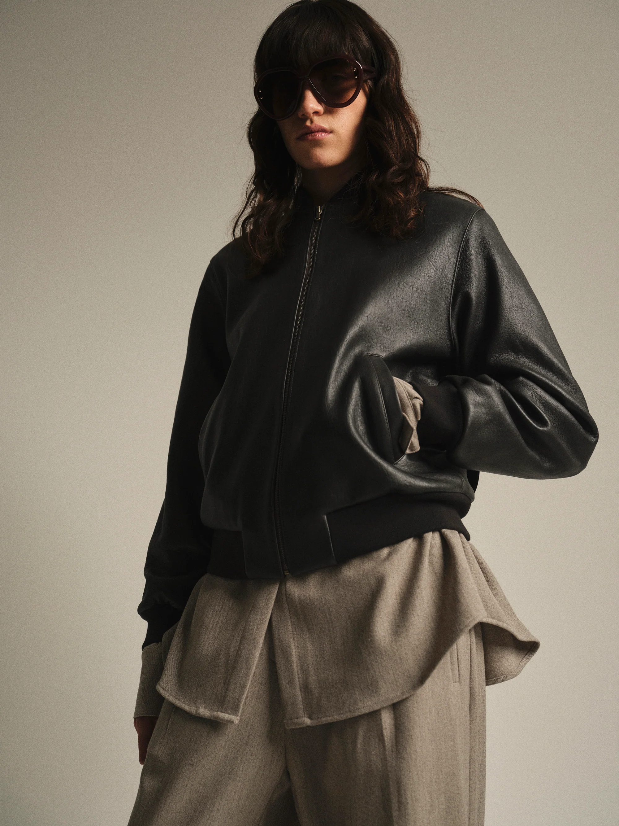 Zia Lambskin Leather Blouson Jacket, Black - Image 4