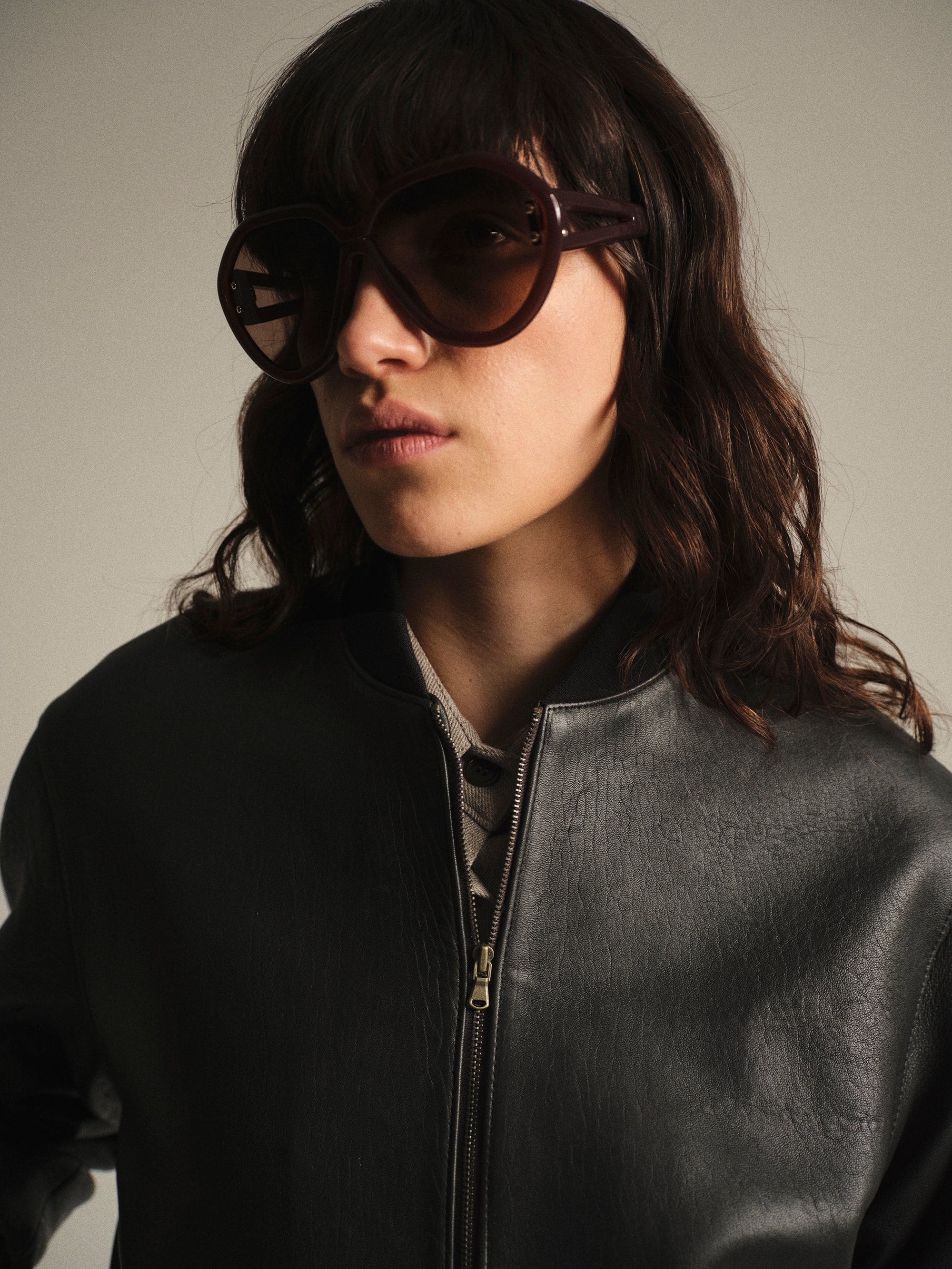 Zia Lambskin Leather Blouson Jacket, Black - Image 5
