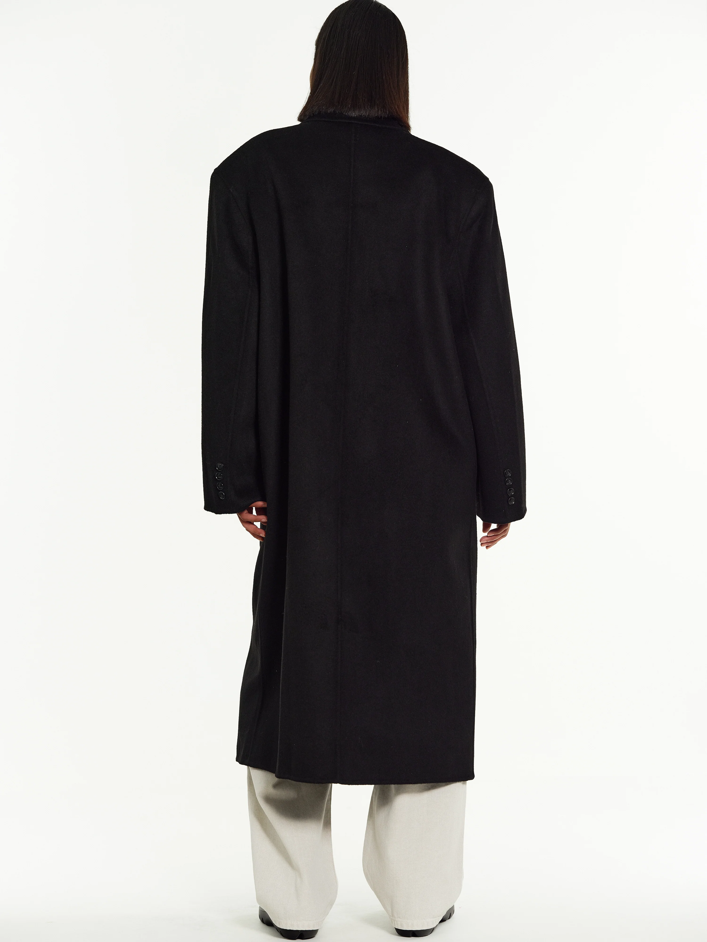 Zvika Padded Shoulder Maxi Coat, Black - Image 6