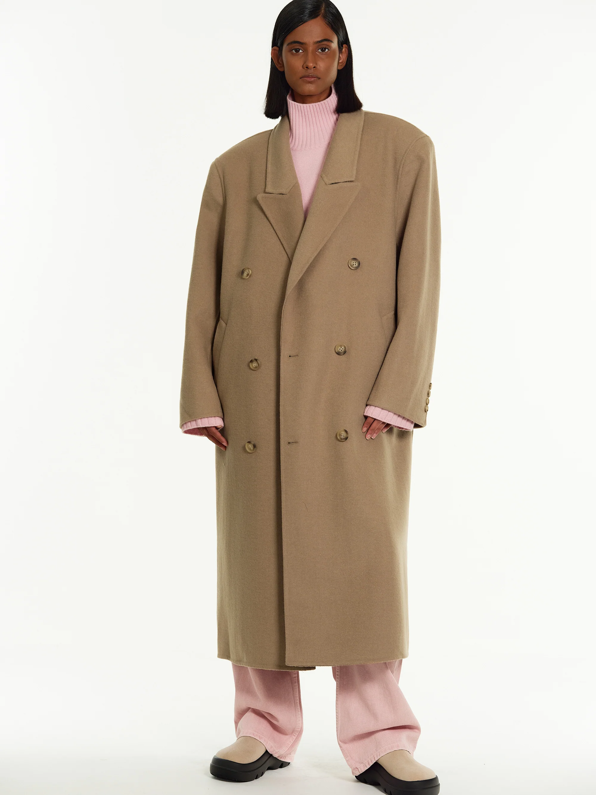 Zvika Padded Shoulder Maxi Coat, Camel - Image 2