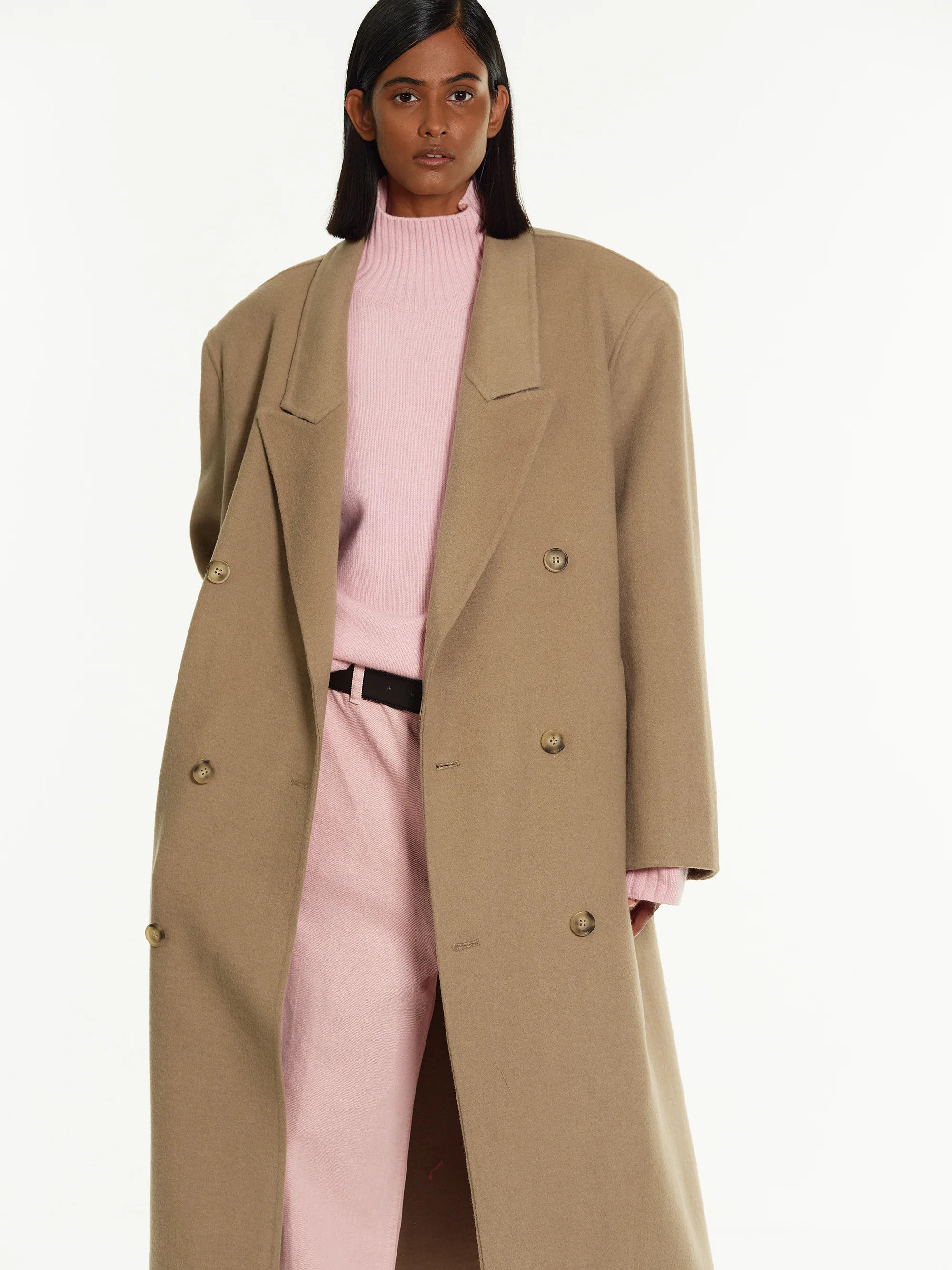Zvika Padded Shoulder Maxi Coat, Camel - Image 5